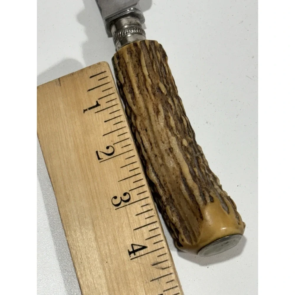 Vintage Fixed Blade Knife Stag Antler Handle 9